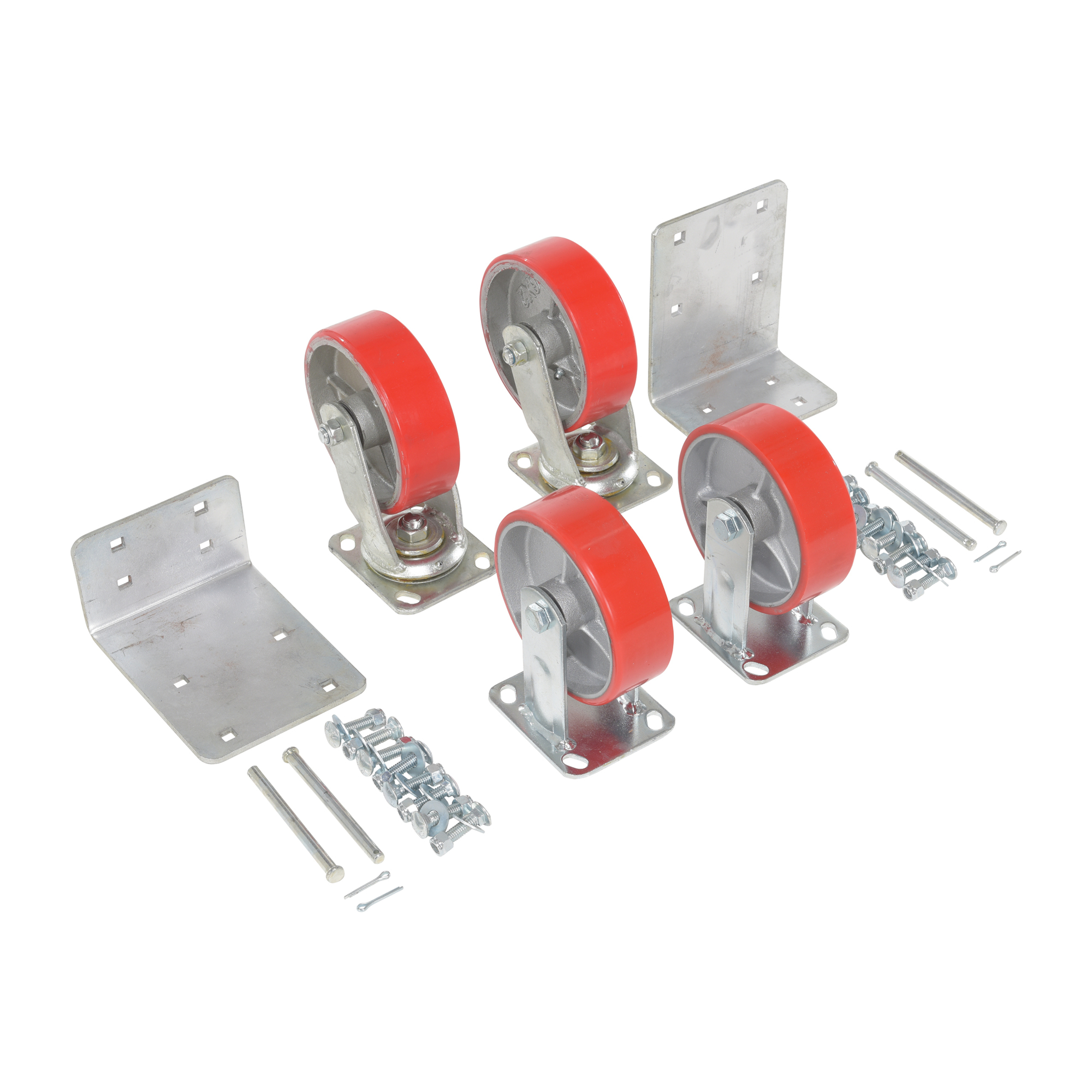 Vestil Poly-on-Steel Caster Kit - 4800-Lb. Capacity, 6in. Wheel Diameter, 4 Pcs, Model# H-CK4-PU6-2